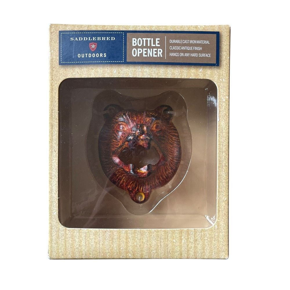 Bear Head Beer Bottle Opener Wall Mounted Hanging Cast Iron‎ Antique Finish